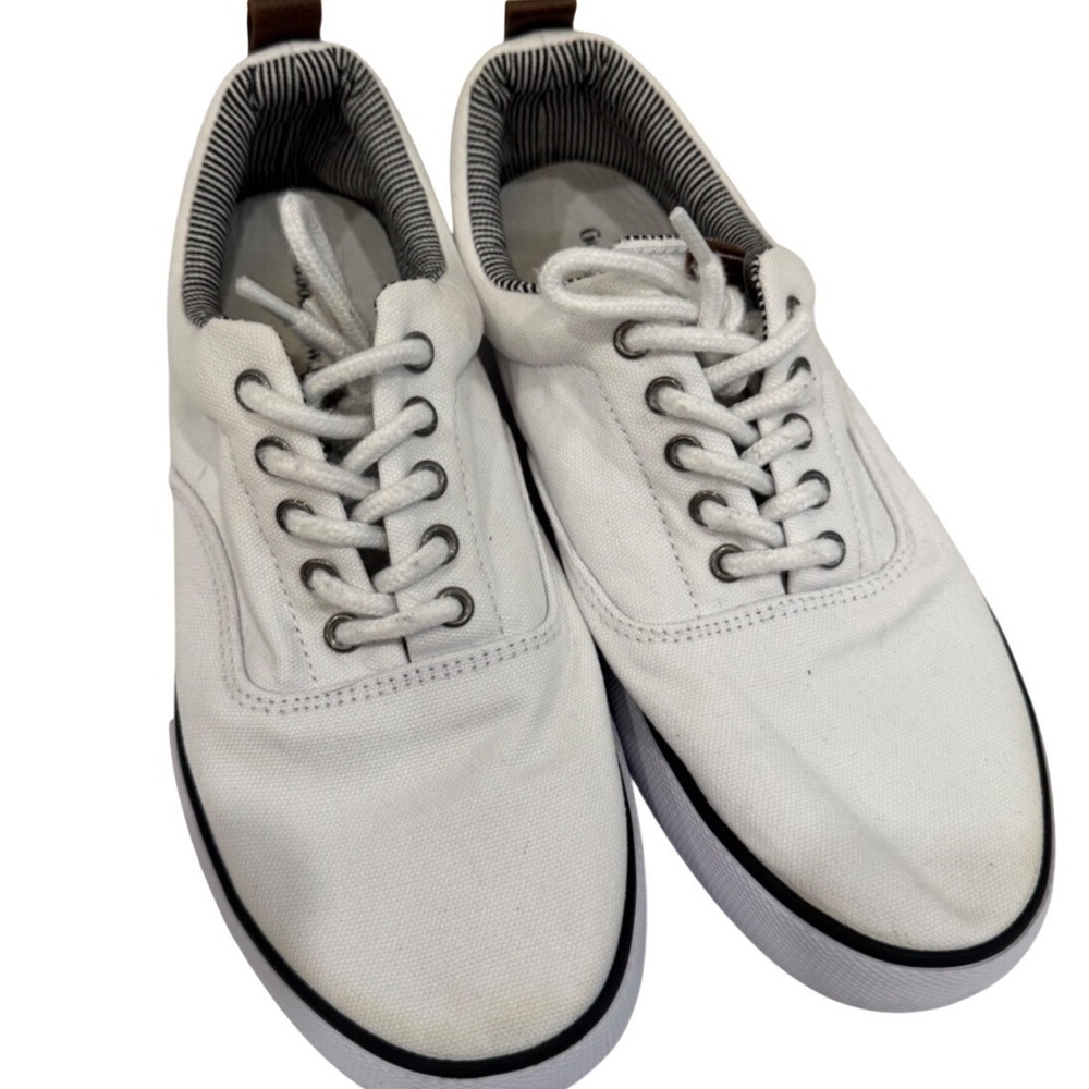 Goodfellow & Co Mens Brady White Canvas Lace Up Low Top Sneaker Shoe Size 8 - Picture 2 of 8